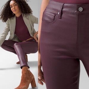 NWT WHBM High-rise Denim Coated Skinny Jeans In Black Cherry Size 2